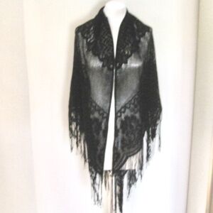 Triangle Lace Fringed Shawl
